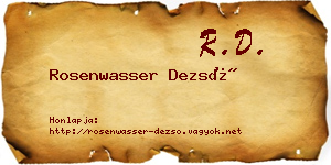 Rosenwasser Dezső névjegykártya